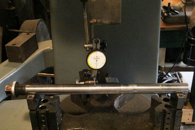 The Zundapp KS601 axle low spot after straightening.